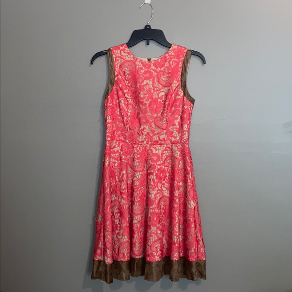 jessica simpson bright pink lace dress